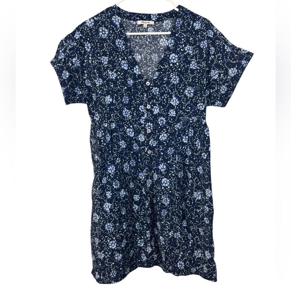 Madewell Button-Front V-Neck Mini Dress Size Small - Picture 5 of 11